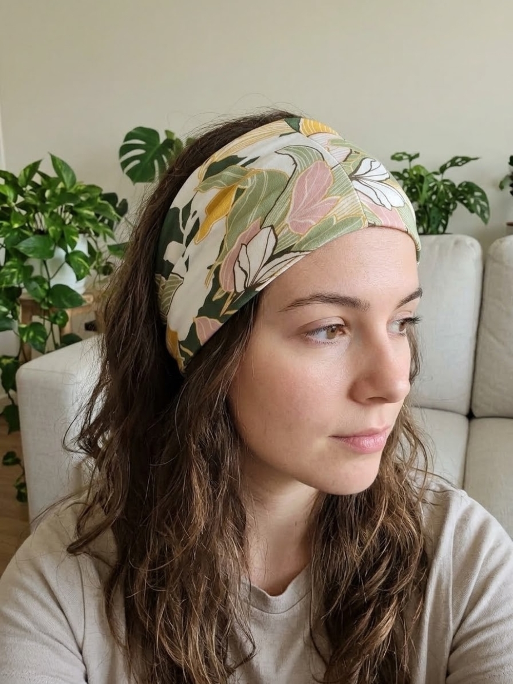 TaylorMade Floral Wide Headband in Green, Pink & Yellow